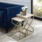Mikio Square Marble Top Metal Base X-Leg Nesting End Table Set of 2
